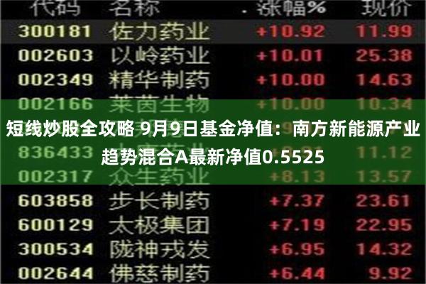 短线炒股全攻略 9月9日基金净值：南方新能源产业趋势混合A最新净值0.5525