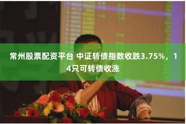常州股票配资平台 中证转债指数收跌3.75%，14只可转债收涨